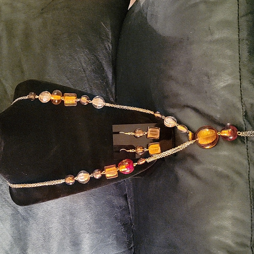 EUC Baubles and Beads Necklace and Earrings Set